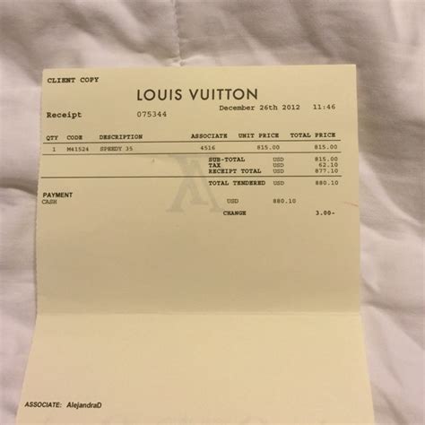 Receipt Louis Vuitton 